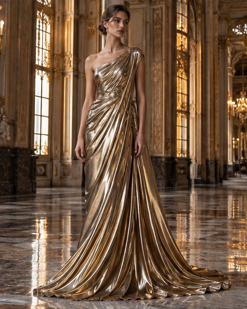 Liquid gold: Metallic drape