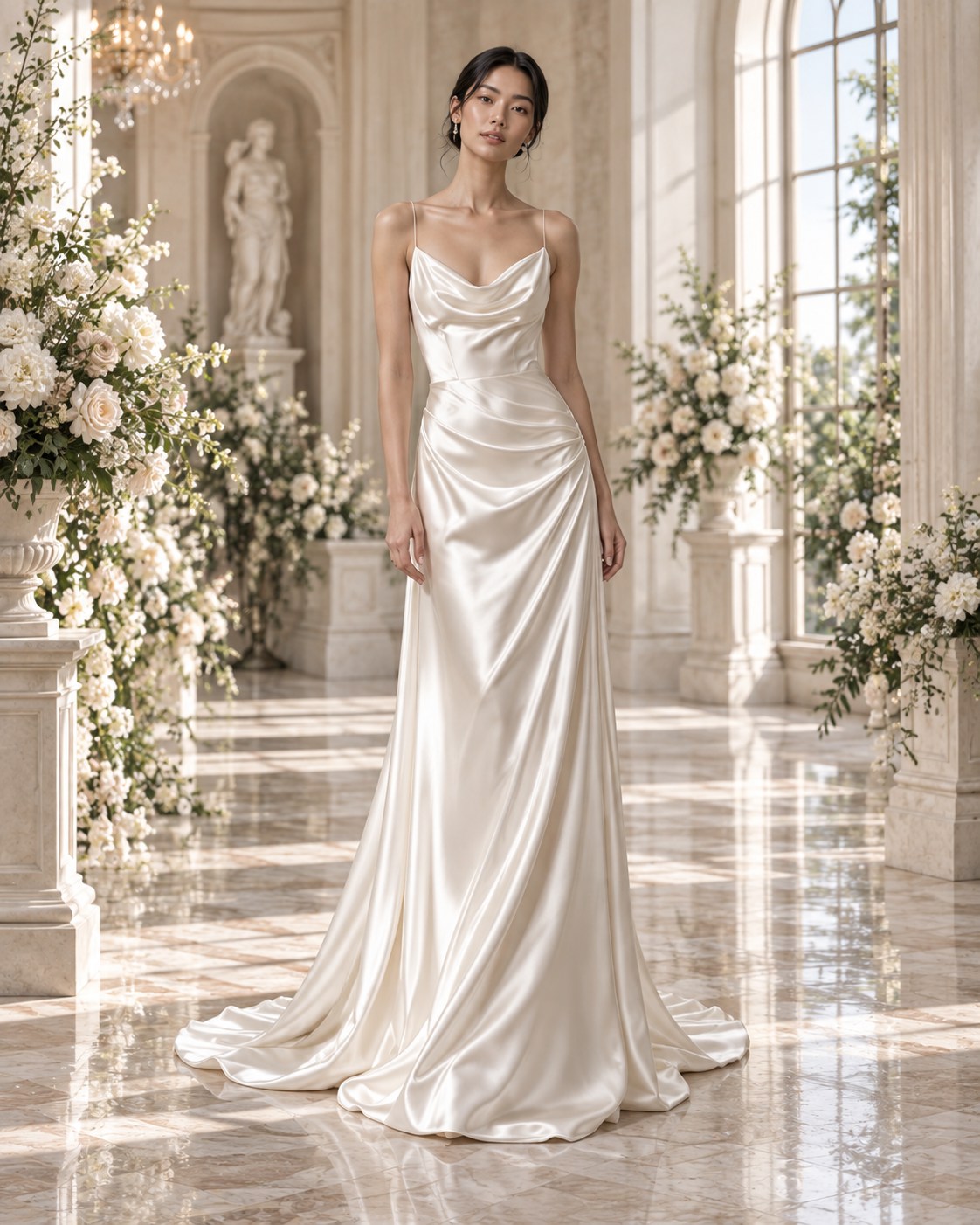 Liquid ivory: Bias-cut satin